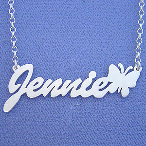 Silver Personalized Name Necklace with Butterfly Pendant SN31