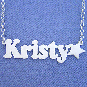 Sterling Silver personalized Name Necklace with Star Pendant SN33
