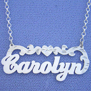 Silver Personalized  Name Necklace w- Heart Design Pendant SN35