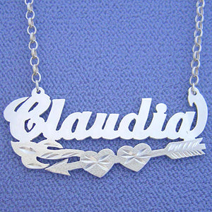 Silver Personalized Necklace Valentine Cupid's Arrow SN45