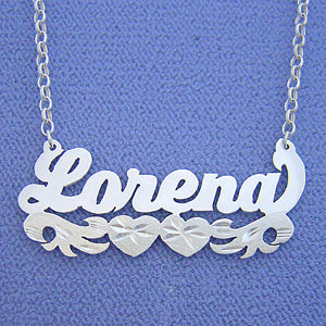 Silver Personalized  Name with Hearts Design Necklace SN46