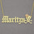 Personalized Gold Old English Name with Skull & Flower Necklace NN34