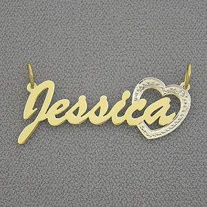 Personalized Gold Name Heart Pendant Necklace NT30