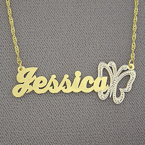 Personalized Gold Name butterfly Pendant Jewelry NT34