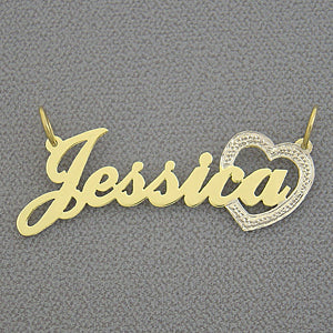Personalized Gold Name Heart Pendant Necklace NT31