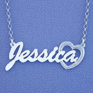 Silver Personalized Name Necklace pendant with heart SN70