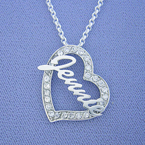 Any Name Silver Cubic Heart Pendant SP06