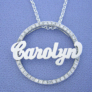 Silver Eternity Circle Cubic Name Pendant Necklace SP20