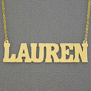 2 Inch Gold Name Necklace Jewelry block lettering font NN26