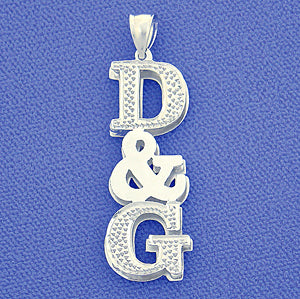 925 Silver Double Plates Initial Pendant for couple SI66