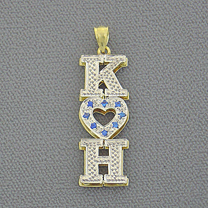 Gold Double Plate Initial Heart Pendant with Birthstone GI60