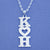 Silver Personalized Initials Vertical Pendant Necklace w-Heart SI40