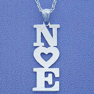 Silver Personalized Initials Pendant Necklace w-Heart SI41