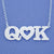Silver Personalized Initials Pendant Necklace w-Heart SI43