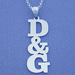 .925 Silver Two Initials Couple Pendant Necklace SI46