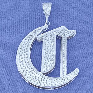 Large Silver Double Plated Old English Initial Pendant SI56