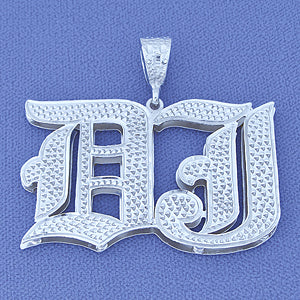 Large Silver Double Plated Two Old English Initials Pendant SI58
