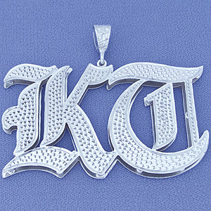 Extra Large Silver Double Plated Two Old English Initials Pendant SI59