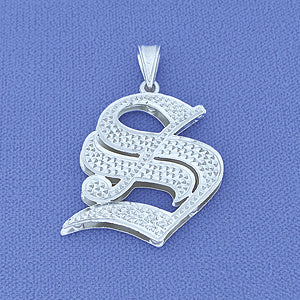 1.3 Inch Silver Double Plated Old English Initial Pendant SI55