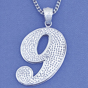 Silver Double Plated Large Any Single Number Pendant SP56