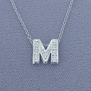 Small Double Plate Diamond Initial Pendant GI02