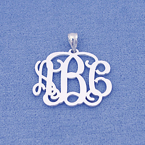 Sterling Silver 3 Initials Monogram Pendant 1 inch SM31