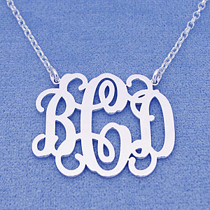 Sterling Silver 3 Initials Monogram Necklace 1 1-4 Inch SM_32C