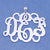 Silver 3 Initials Monogram Pendant 1 3-4 Inch SM_34