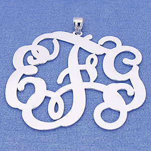 Sterling Silver 3 Initials Monogram Pendant 2 1-8 Inch SM_35