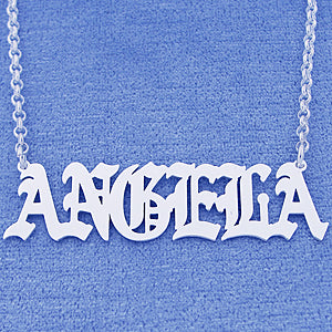 Sterling Silver Old English Personalized Name Pendant Necklace SN50
