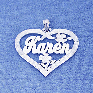 Personalized Sterling Silver Heart Name Pendant Necklace SP_41