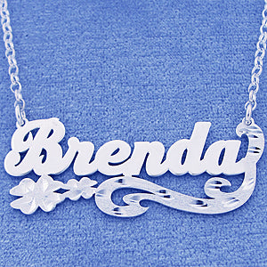Silver Personalized Name Flower Design Necklace SN_49
