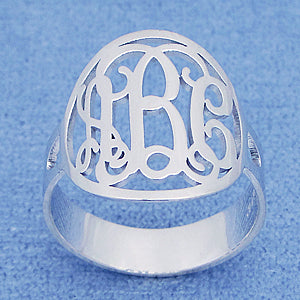 3 Initial Monogram Circle Silver Ring Fine Jewelry SR_32