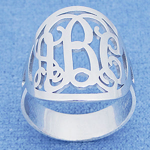 3 Initial Monogram Circle Silver Ring Fine Jewelry SR_33