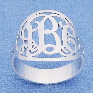 3 Initial Monogram Oval Circle Silver Ring Fine Jewelry SR_34
