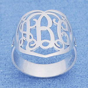 3 Initial Monogram Heart Silver Ring Fine Jewelry SR_35