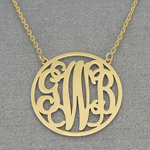 Small Solid Gold 3 Initials Monogram Pendant 3-4 inch wide GM_30 - Soul  Jewelry