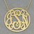 Gold 3 Initials Circle Monogram Necklace 1 1-4 Inch Diameter GM43C