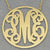 Gold 3 Initials Circle Monogram Necklace 1 1-2 Inch Diameter GM44C