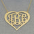 Solid Gold 3 Initials Heart Monogram Necklace 1 1-4 inch Wide GM57C