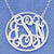 Silver 3 Initials Circle Monogram Necklace 1 1-4 inch Diameter SM43C