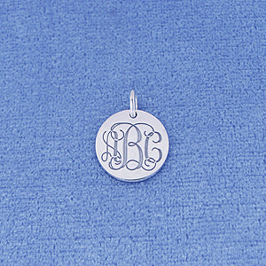 Silver Monogram 3 Initials 1-2 Inch Disc Charm Pendant SC_06