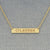 Dainty Small Solid Gold Heart Name Laser Engraved Horizontal Bar Necklace 1 Inch Minimalist
