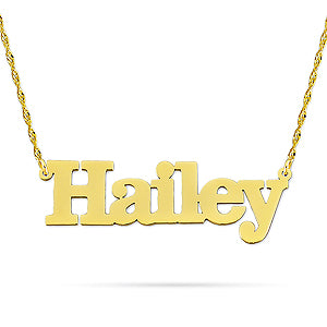Small Gold Personalized Block Name Necklace Jewelry NN06
