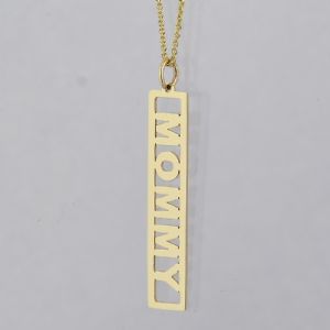Roman Numeral Vertical Bar 1.25 Inch Pendant Solid Gold Personalized Jewelry GC16