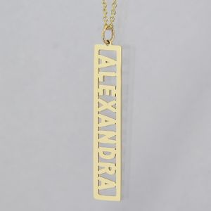Personalized Vertical Bar 1.5 Inch Pendant Solid Gold Fine Jewelry GC17
