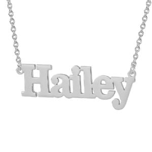 Small Silver Choker Block Font Name Necklace Pendant SN06