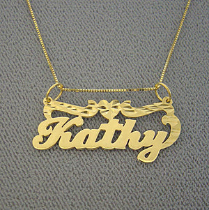 14kt-10kt Junior Size Gold Personalized Name Pendant Necklace BP04