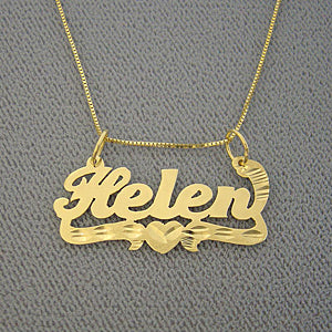 Junior Size 14-10k Gold Personalized Name Necklace Pendant BP05