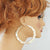 10K Huge Gold Round Bamboo Hollow Hoop Earrings 3 3/8 inches GB17